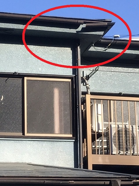 2階南面の軒樋破損