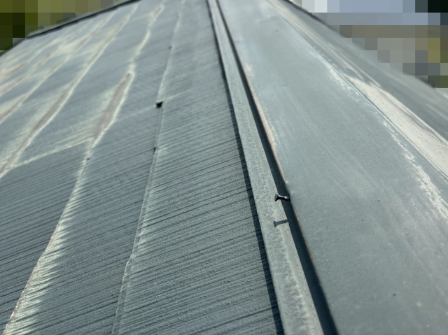 浮いた釘ごと塗装されている