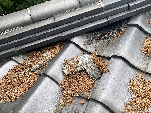 水戸市崩れ落ちた棟漆喰