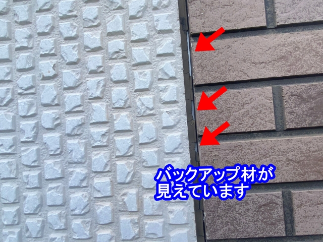 バックアップ材が見えている