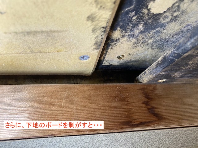 天井の下地ボードの奥でカビが発生
