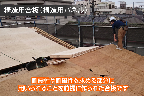 昨今使用されている構造用合板での屋根下地