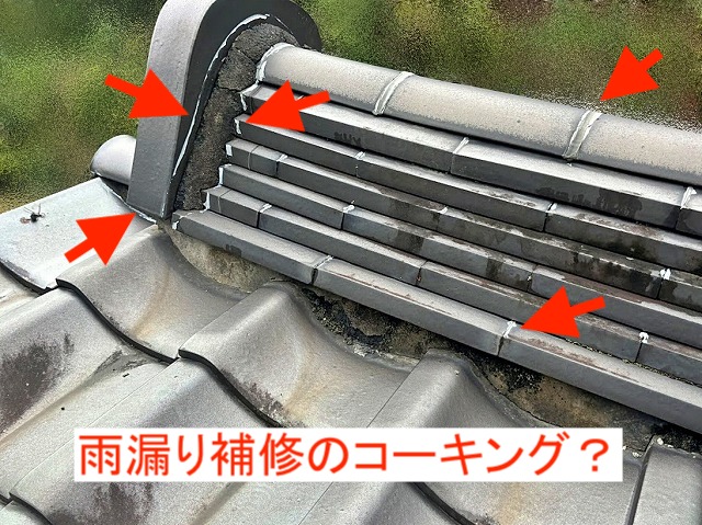以前行った大棟のコーキングの補修跡