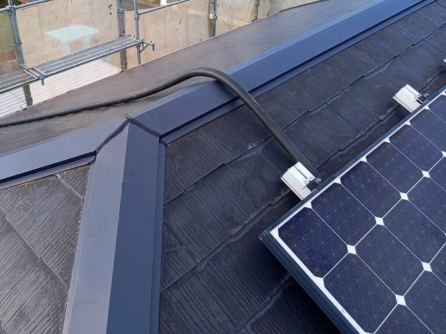 鹿嶋市のタフモックを使用した棟板金工事が完了しました