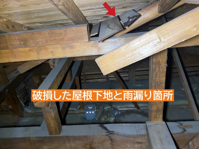 水戸市の雨漏り住宅の天井裏を調査