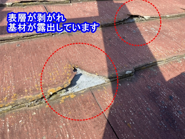 表層が剥がれ基材が露出したパミール