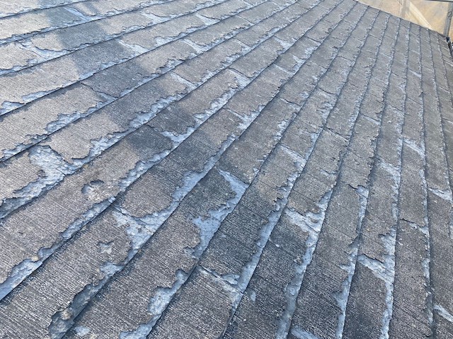 城里町高圧洗浄後のスレート屋根