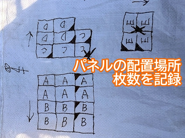 太陽光パネルを取り外す前に配置や枚数を記録しておく