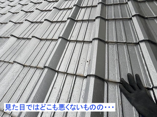 見た目は綺麗なセメント瓦屋根