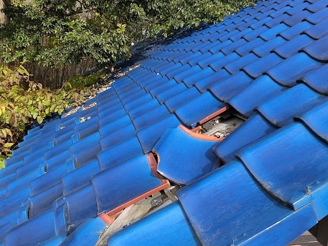 瓦の下に雨水が回り込み防水紙と野地板が破損