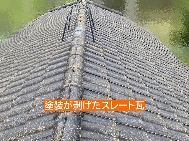 塗装が剥げたM型スレート瓦