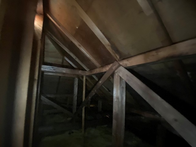 雨漏りのむくり屋根の屋根裏確認