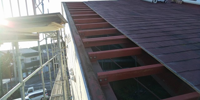 スレート屋根野地板撤去