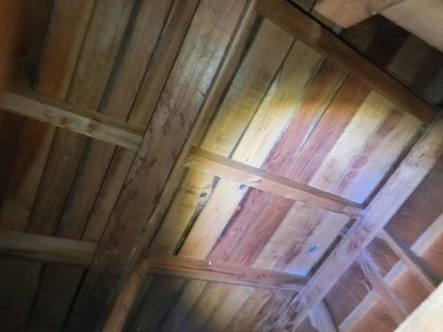 天井材の穴あきから見た天井裏