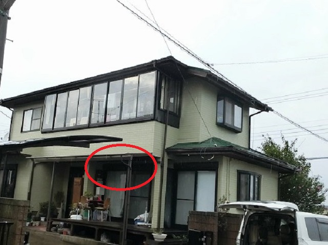 テラス部のジャバラ止め部