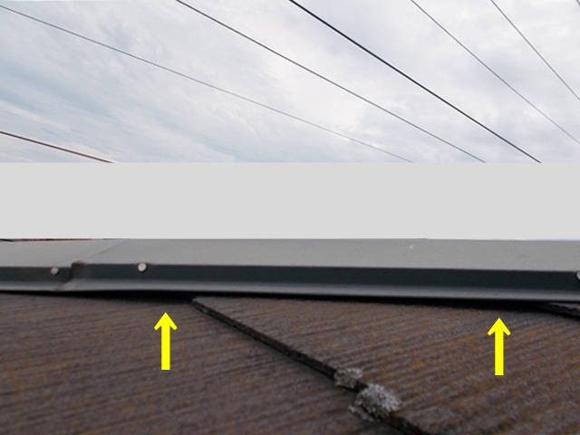 スレート屋根棟板金釘緩み