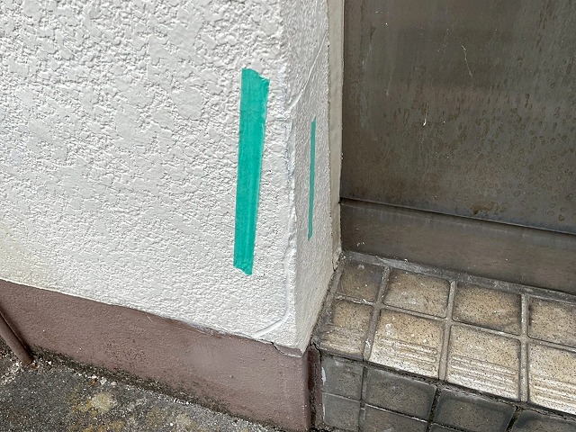 Vカット処理を行った外壁をの施工完了