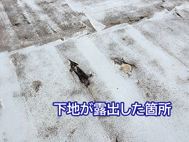シート防水が裂けて下地が露出