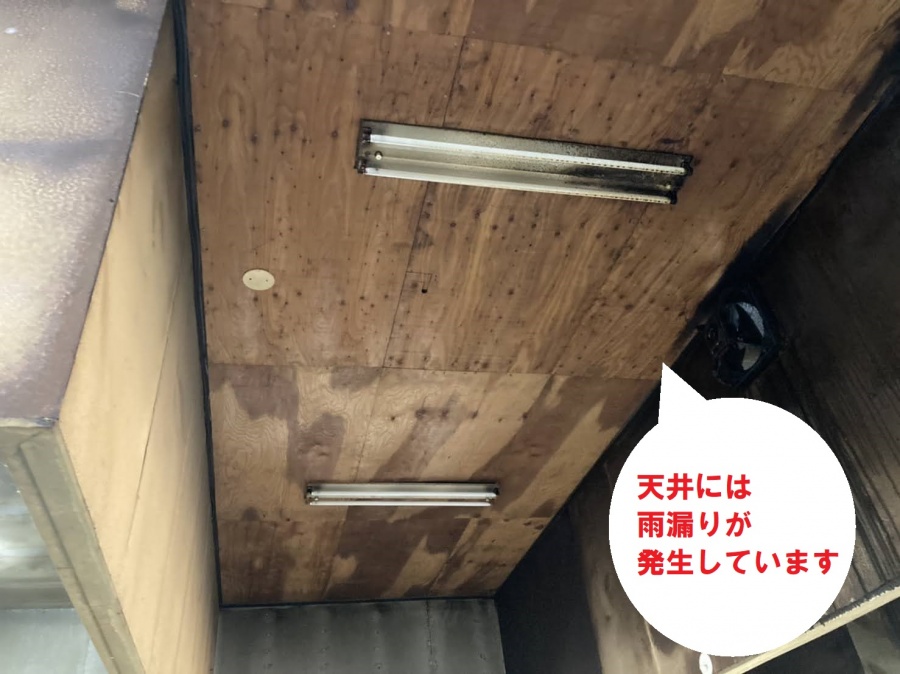 工場屋根からの雨漏り被害