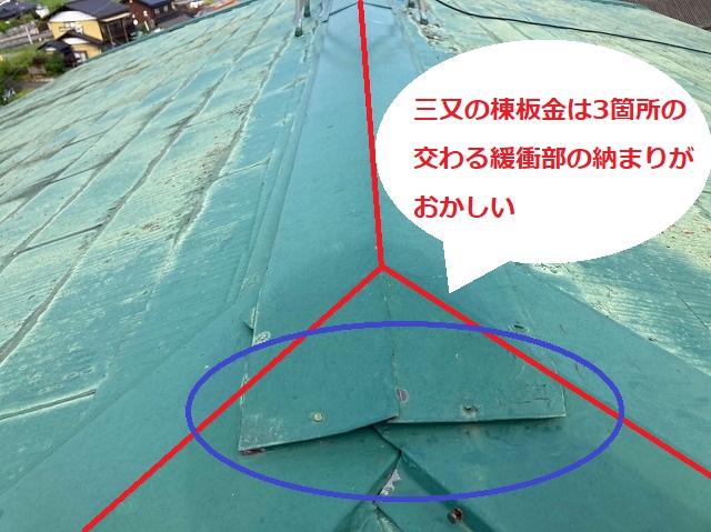 三又板金の納め方がおかしい