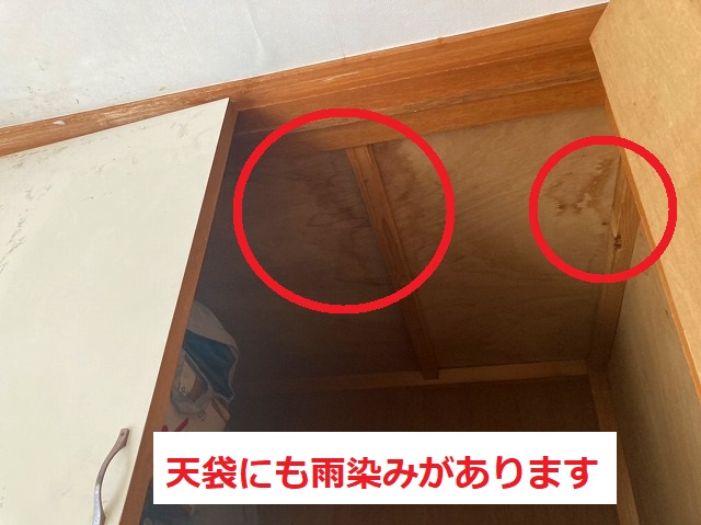 天袋にも雨染みがありました