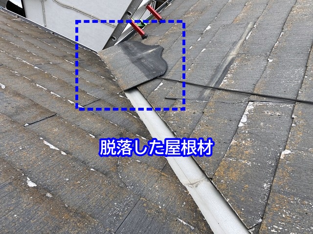 パミール屋根釘抜けによる脱落