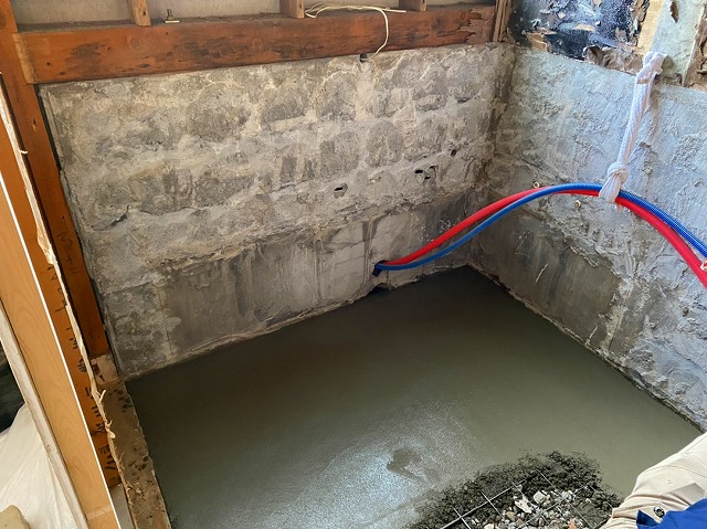 土間コン打設がもう少しで完了です