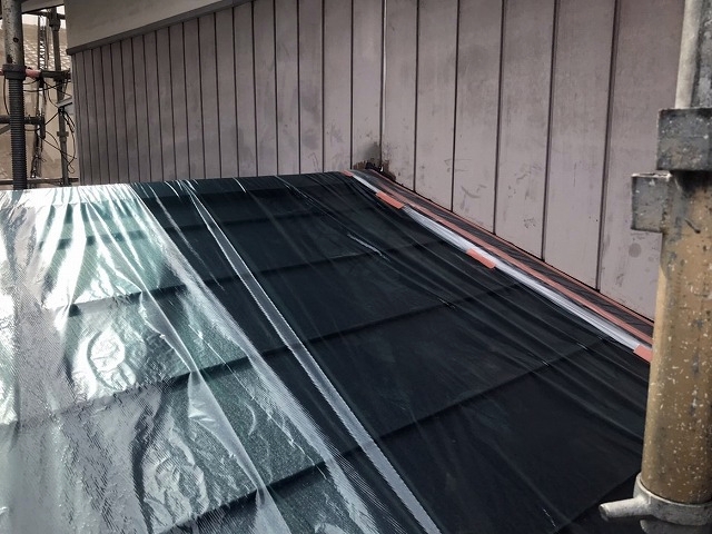 笠間市外壁塗装前のビニール養生