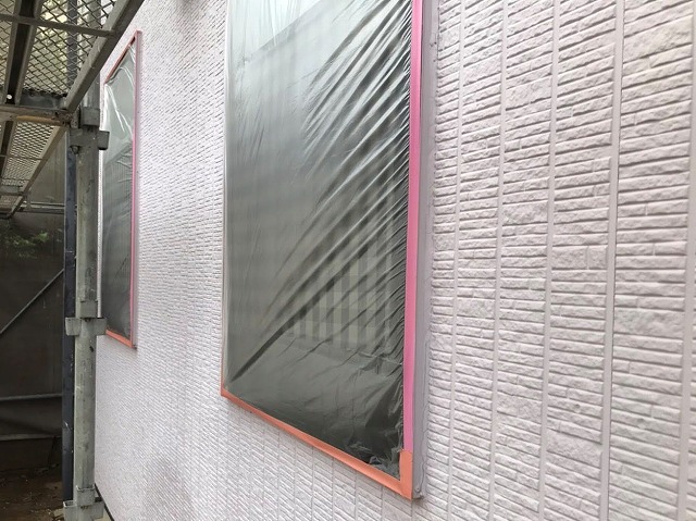 サッシ開口部への養生