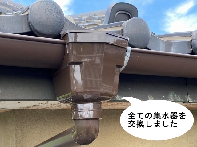 雨樋交換工事全部の集水器を交換