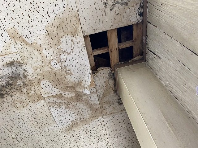 雨漏りで抜け落ちてしまった天井材