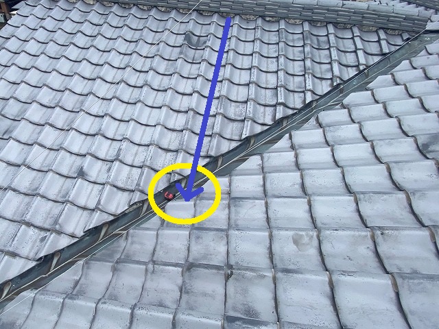 谷面戸への瓦屋根からの浸水経路