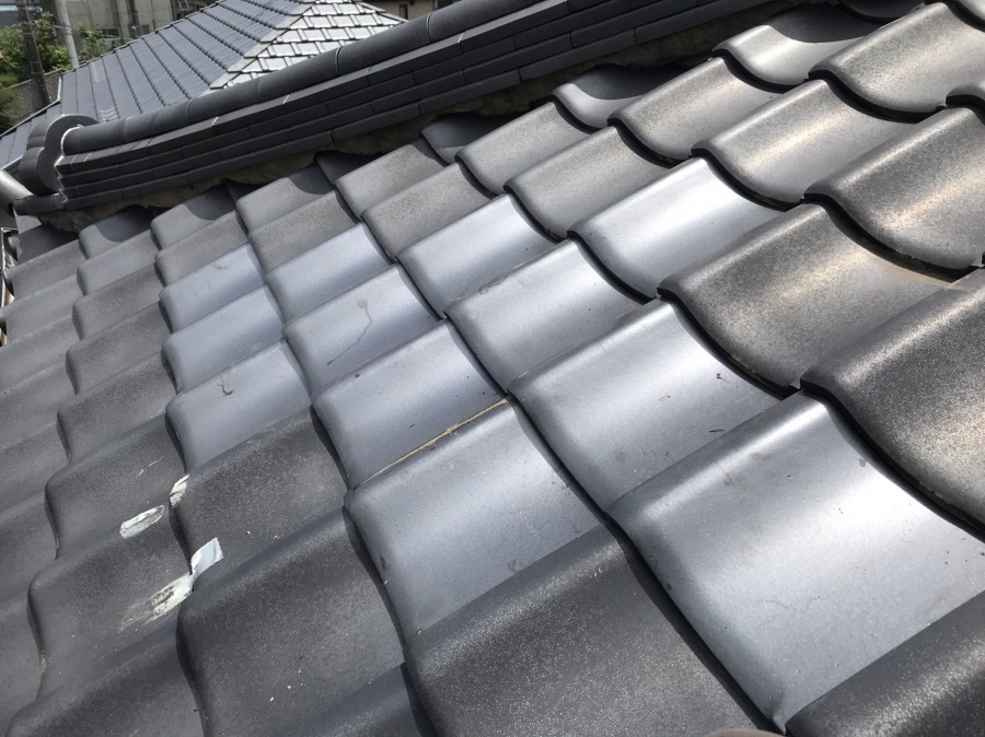 台風被害を受けて桟瓦を差し替えて屋根補修完了