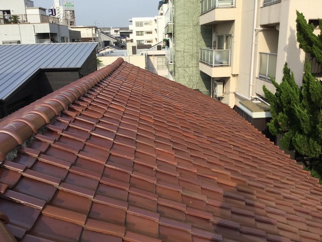 経年劣化した和瓦の棟周り調査 漆喰の欠落状況