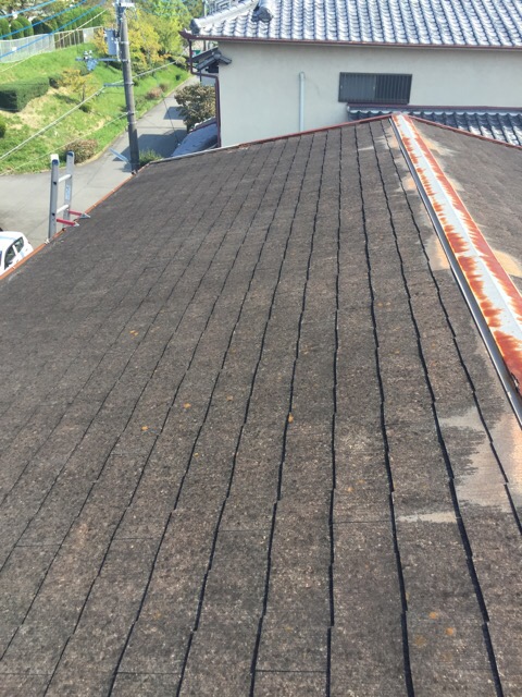 築40年で色あせた屋根（スレート） 京都市南区 カバー工法の対象