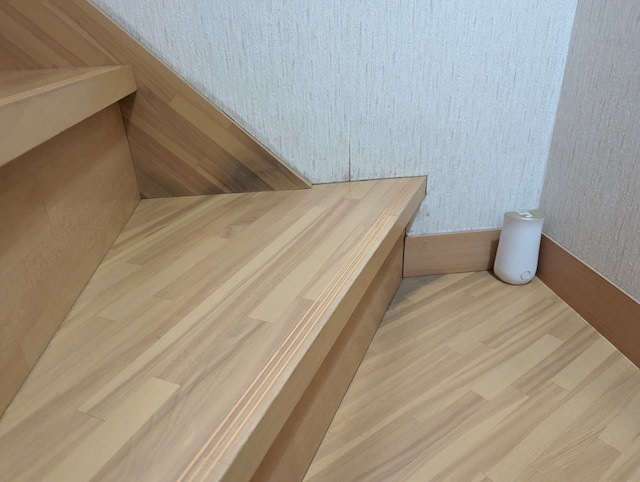 階段が黒ずみ水が滲んでくる