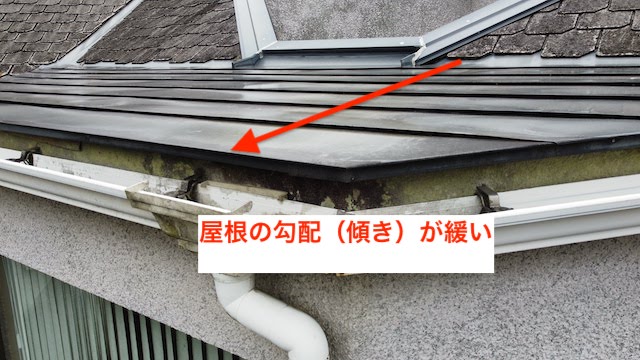 屋根の勾配が緩い