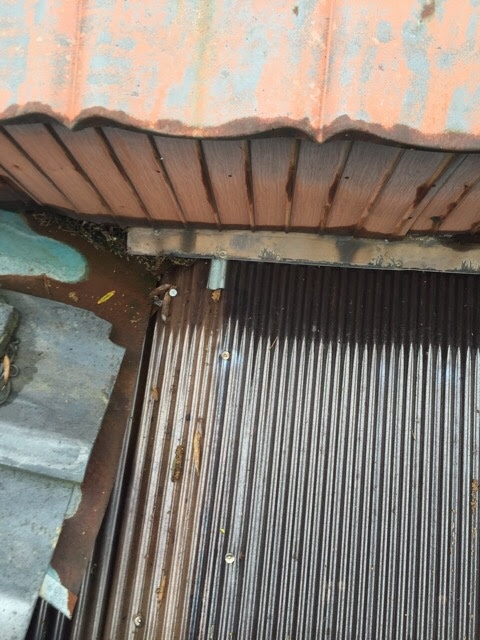 精華町の屋根調査、波板と板金まわりの雨水経路の点検