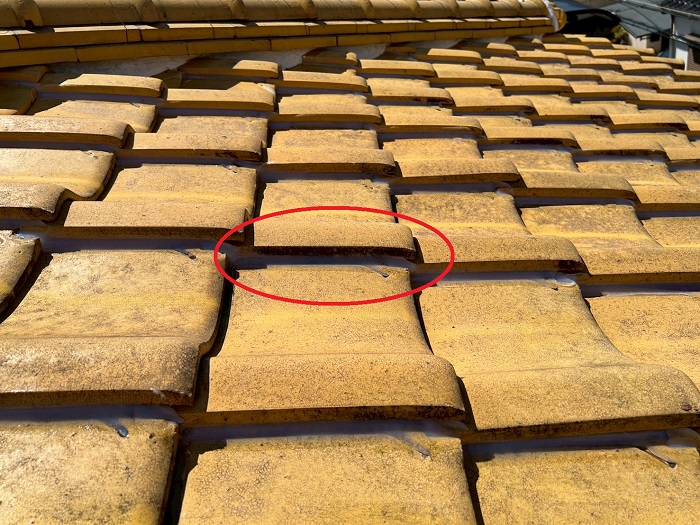 伊丹市で瓦屋根のズレ止め補修としてラバーロック工法を行った後の様子