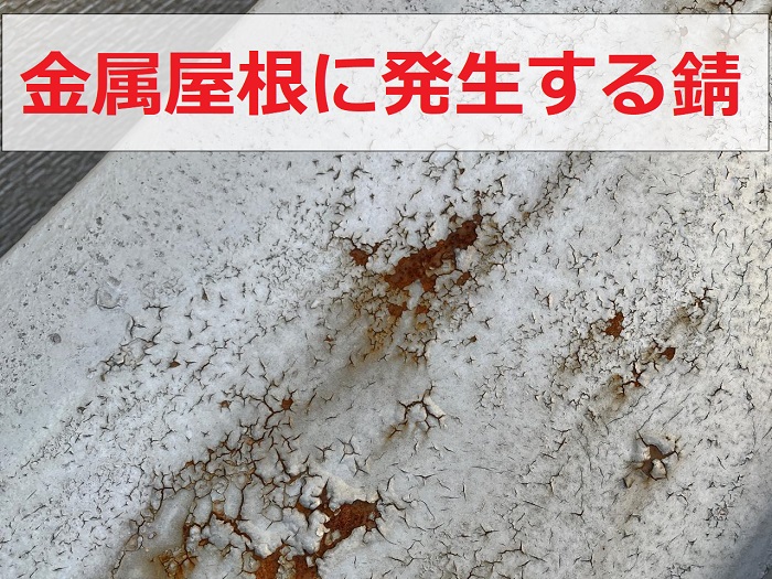 金属屋根の塗膜が剥がれ錆びている様子
