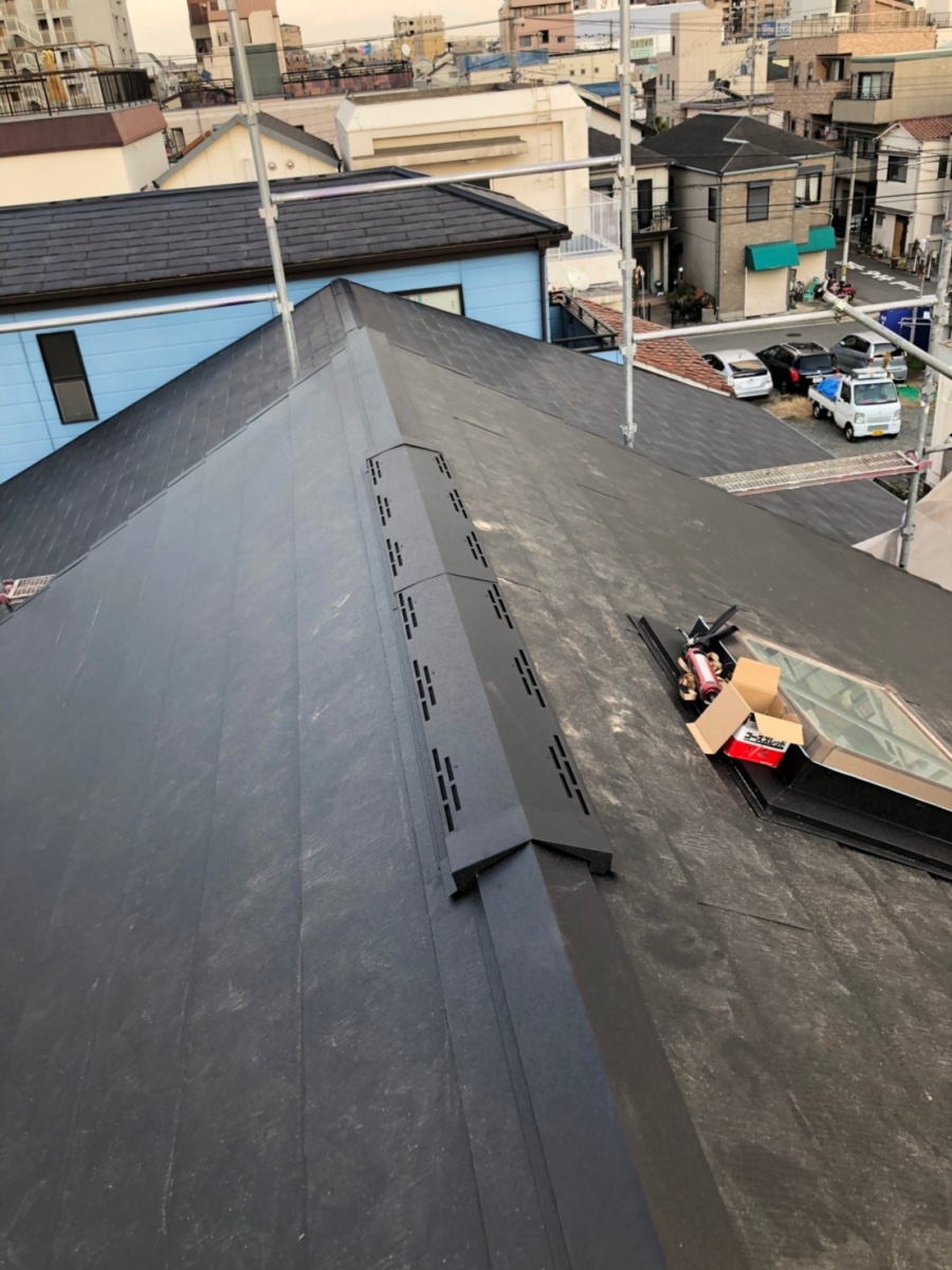 神戸市での換気棟取り付けが完了した様子
