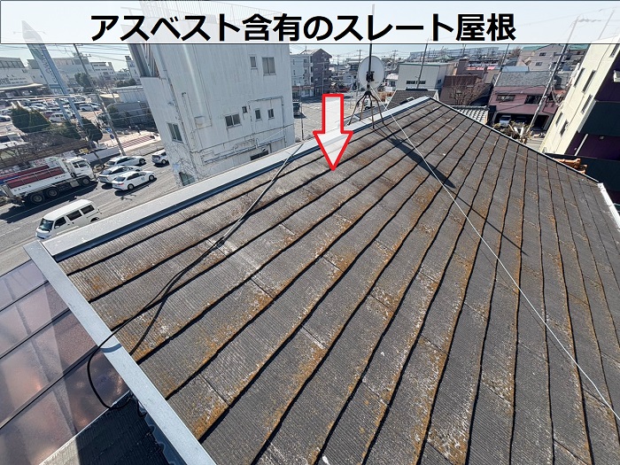アスベスト含有のスレート屋根