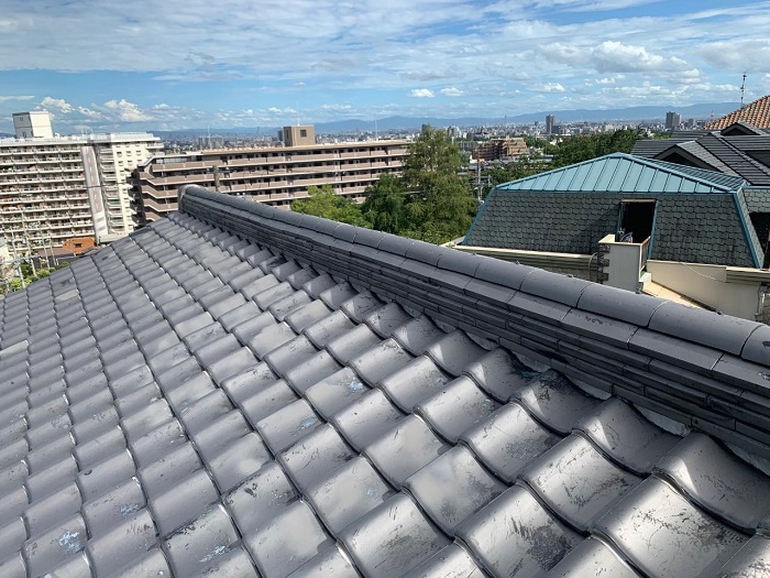 三田市で瓦屋根調査を行った現場の様子