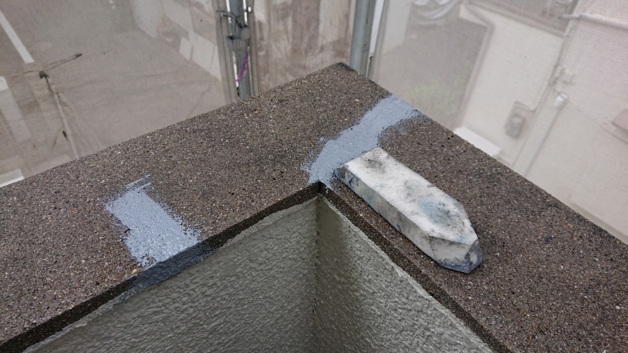 笠木のクラック補修