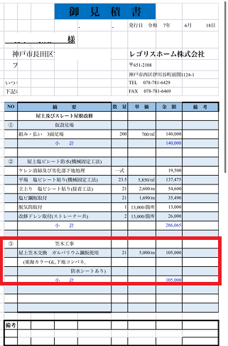 神戸市長田区で笠木板金交換を行う現場の様子