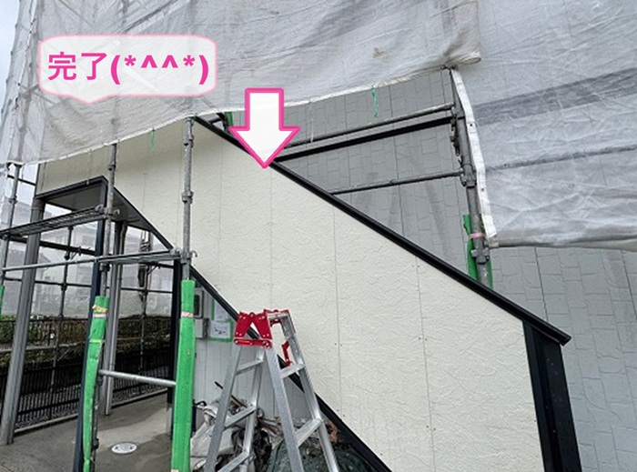 神戸市兵庫区で賃貸住宅の外装ボード補修が完了した現場の様子