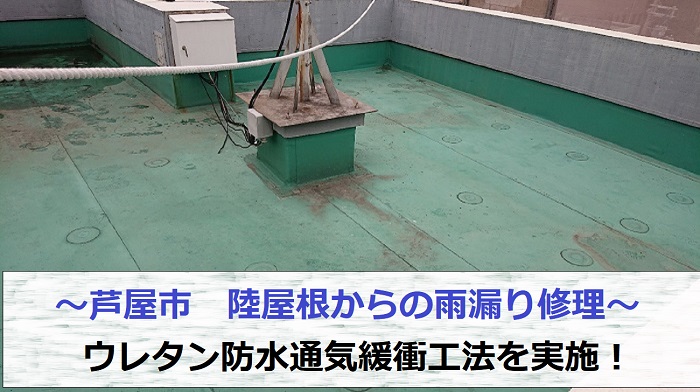 芦屋市で陸屋根からの雨漏り修理を行った現場の様子