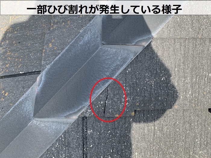 コロニアルNEOがひび割れている様子