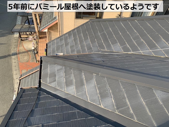 ５年前にパミール屋根へ塗装している様子