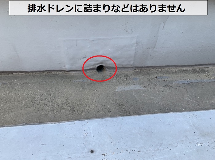 排水ドレンに詰まりなどはない様子